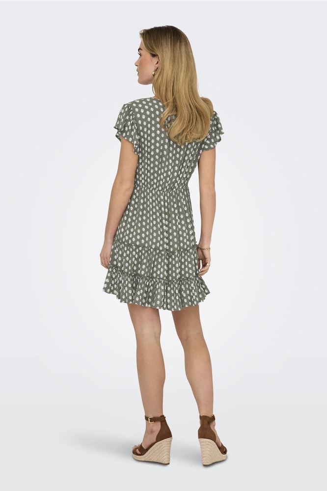 ONLCLAUDETTE LIFE SS MINI DRESS WVN 15320419 BALSAM GREEN